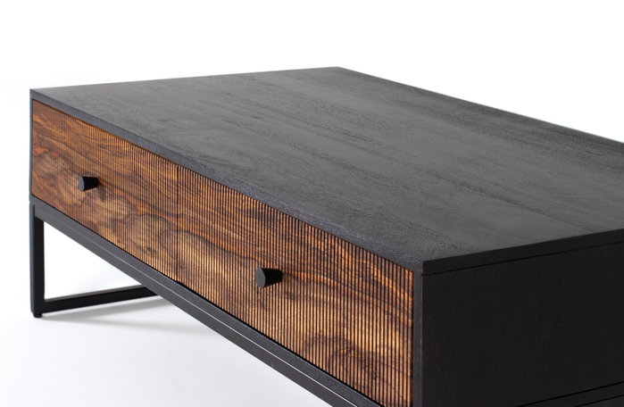GINER Y COLOMER Table basse en bois de palissandre et manguier avec 2 tiroirs